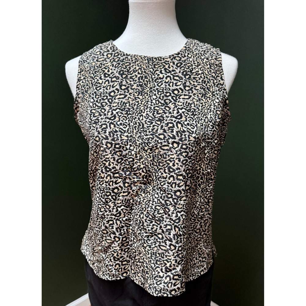 Vintage Notations Sleeveless Animal Print Blouse Women's Size S